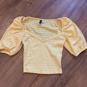 H&M Eyelet Puff Sleeve Top